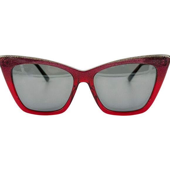 Jimmy Choo Lucine S Womens Plastic Sunglass 0DXLT4 Red Glitter 55-16 Italy - Picture 3 of 5